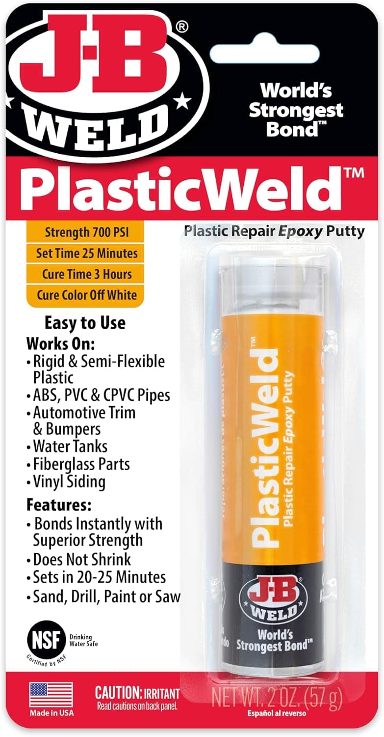 J-B Weld 8237 PlasticWeld Plastic Repair Epoxy Putty - 2 oz