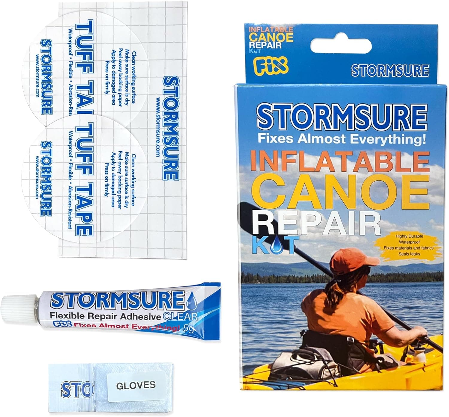Stormsure Inflatable Canoe and Kayak Repair Kit - Quick Fix for Punctures, Rips and Leaks