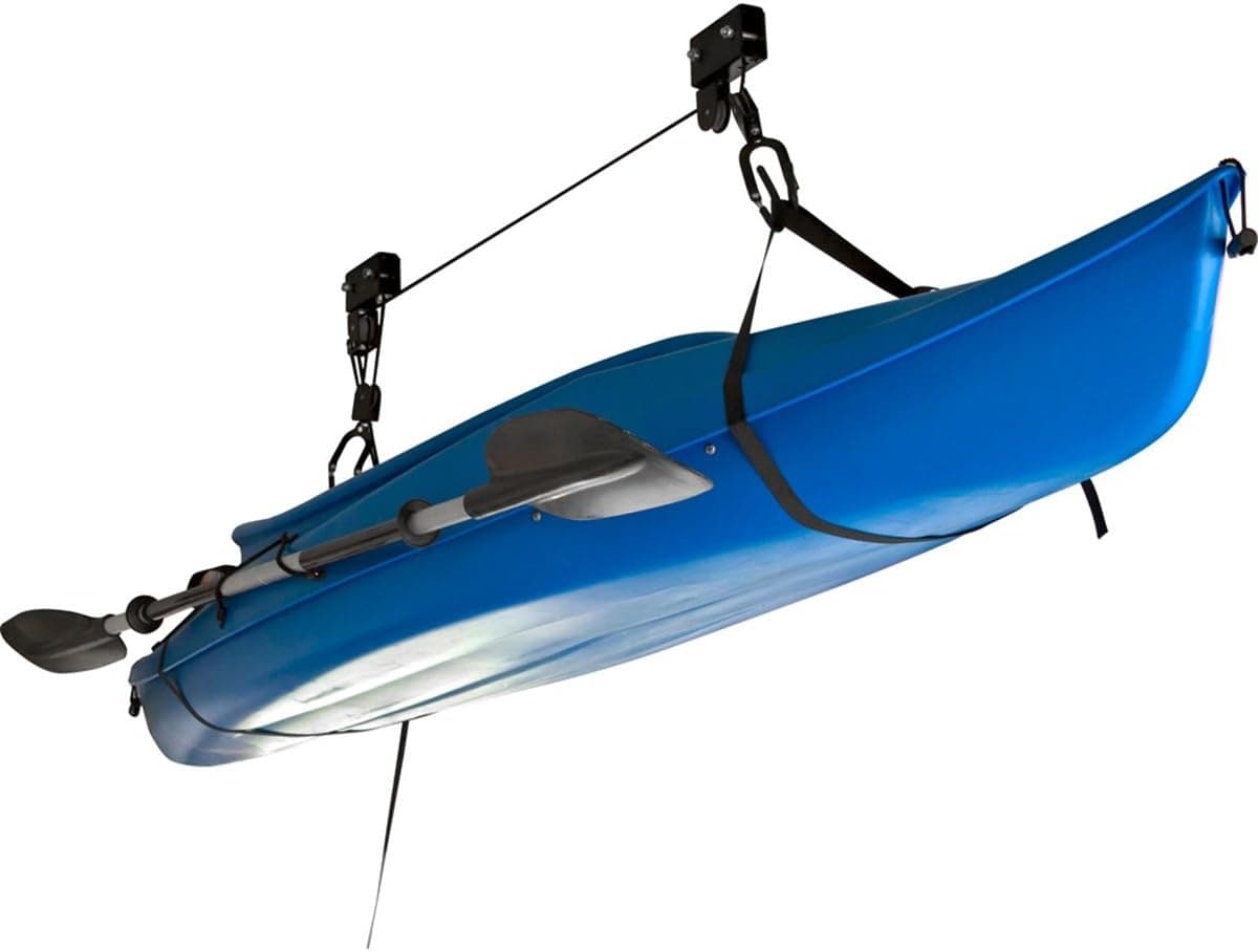 Canoe Kayak Garage Storage Rack Hoist, Overhead Lift Garage Ceiling Rope Rack System