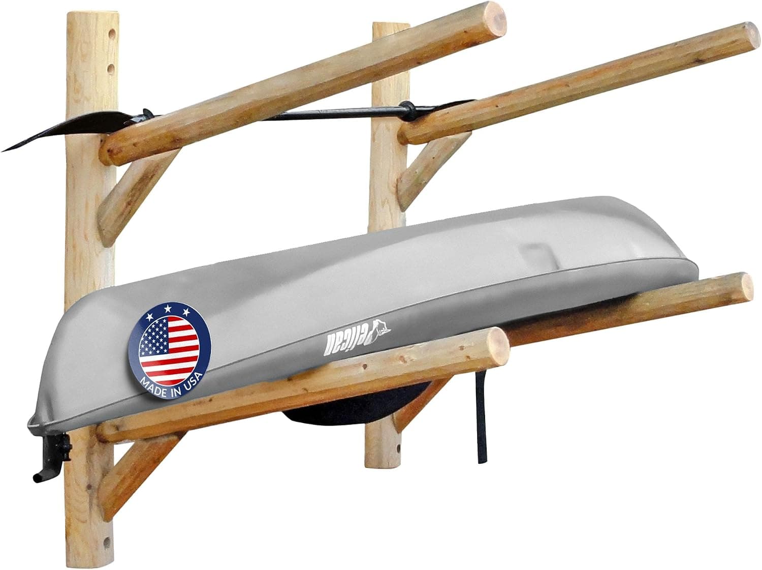 Wall-Mount 2-Place Log Kayak Storage Rack, Canoe and Surfboard Garage Wall Rack, Unfinished