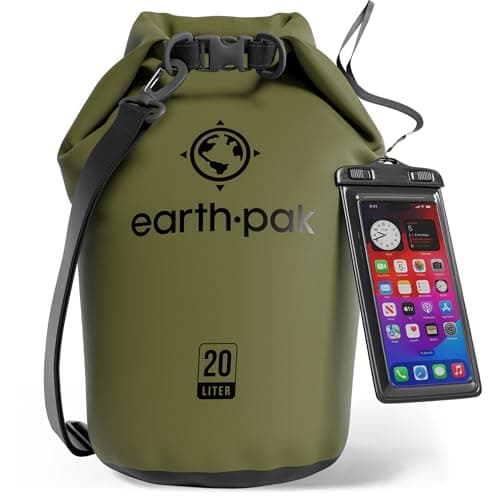 Earth Pak 20L Waterproof Dry Bag - Marine Roll Top Dry Sack for Kayaking