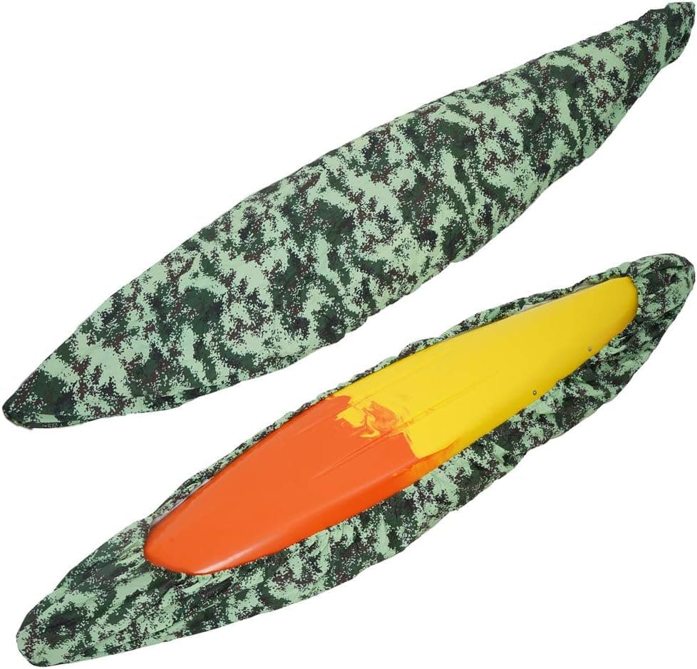 MOOCY Kayak Cover for Indoor and Outdoor Storage 10-12ft, Heavy-Duty Fabric Waterproof and UV Protection, Works with SUP Paddle Boards and Canoes