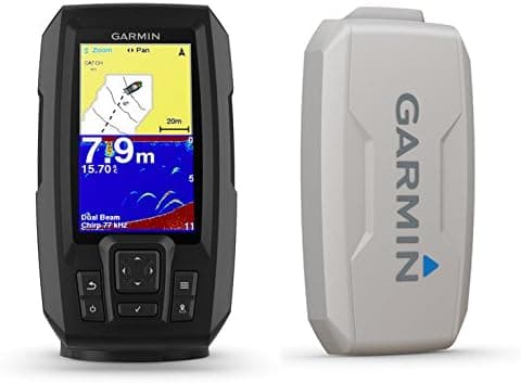 Garmin Striker Plus 4 with Dual-Beam Transducer and Protective Cover, 4.3 inch LED Display Fishfinder