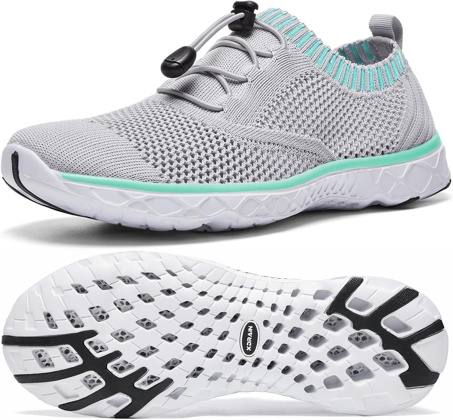 ALEADER Women's Adventure Aquatic Water Shoes, Gray/Aqua Sky