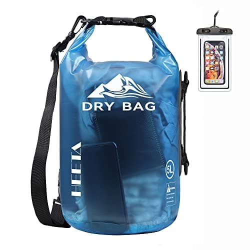 HEETA Dry Bag Waterproof Backpack with Phone Case (Transparent Blue, 10L)