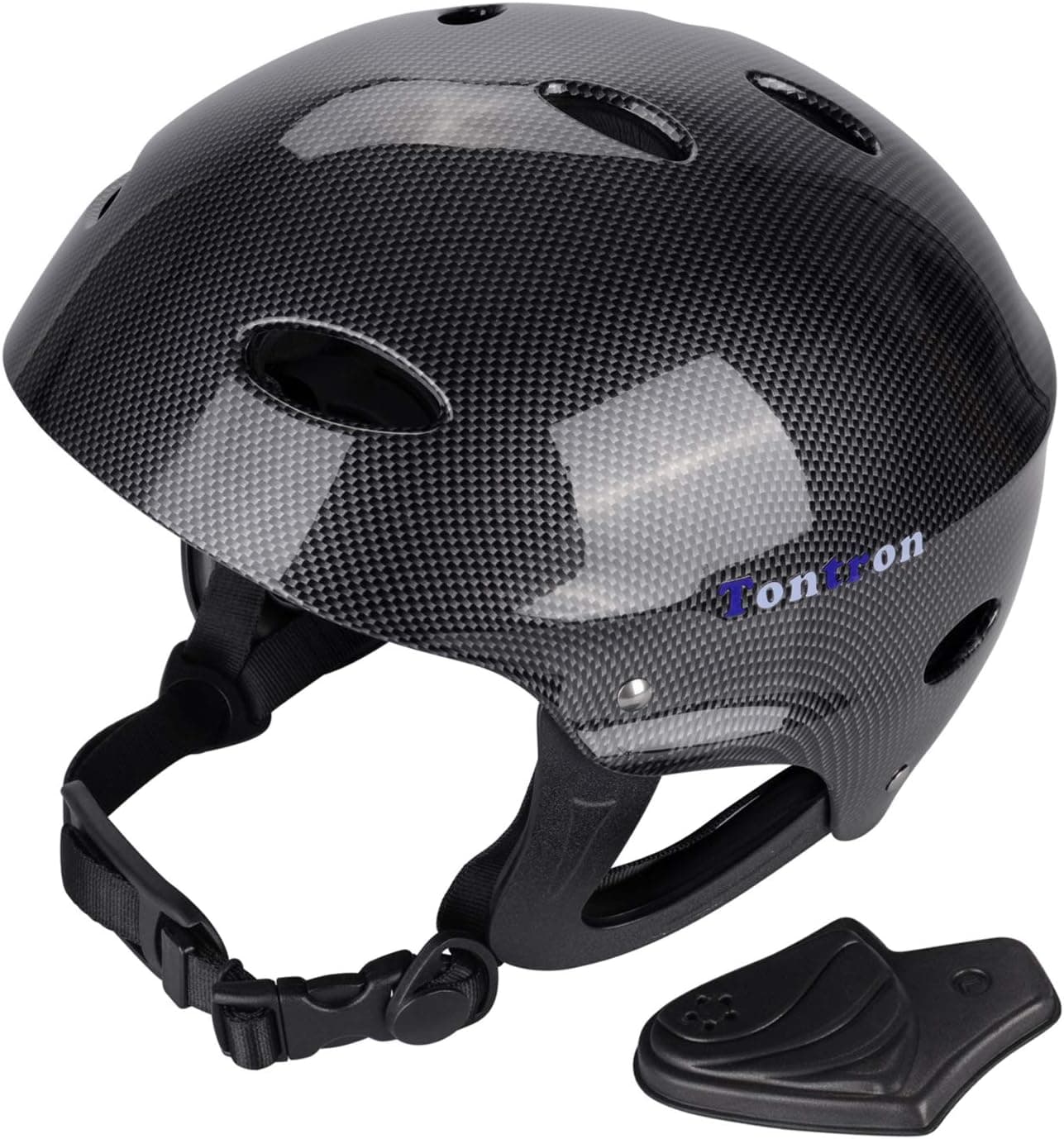 Tontron Adult Kayaking Helmet (Gloss Black Fiber Forest, Medium)