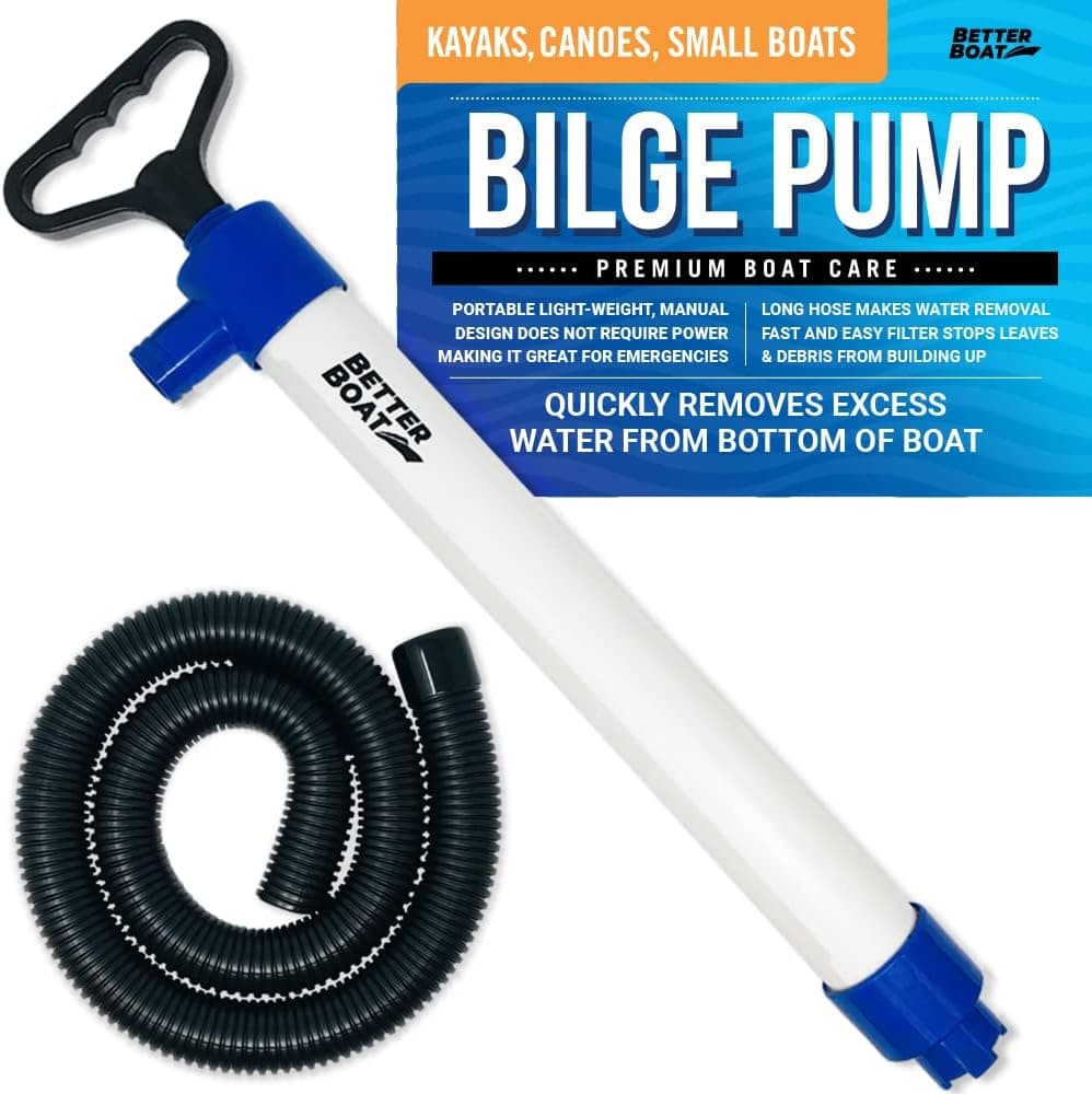 Better Boat Manual Bilge Pump for Boats with 39 Inch Hose, Portable Handheld Siphon Bailer, 20 GPM