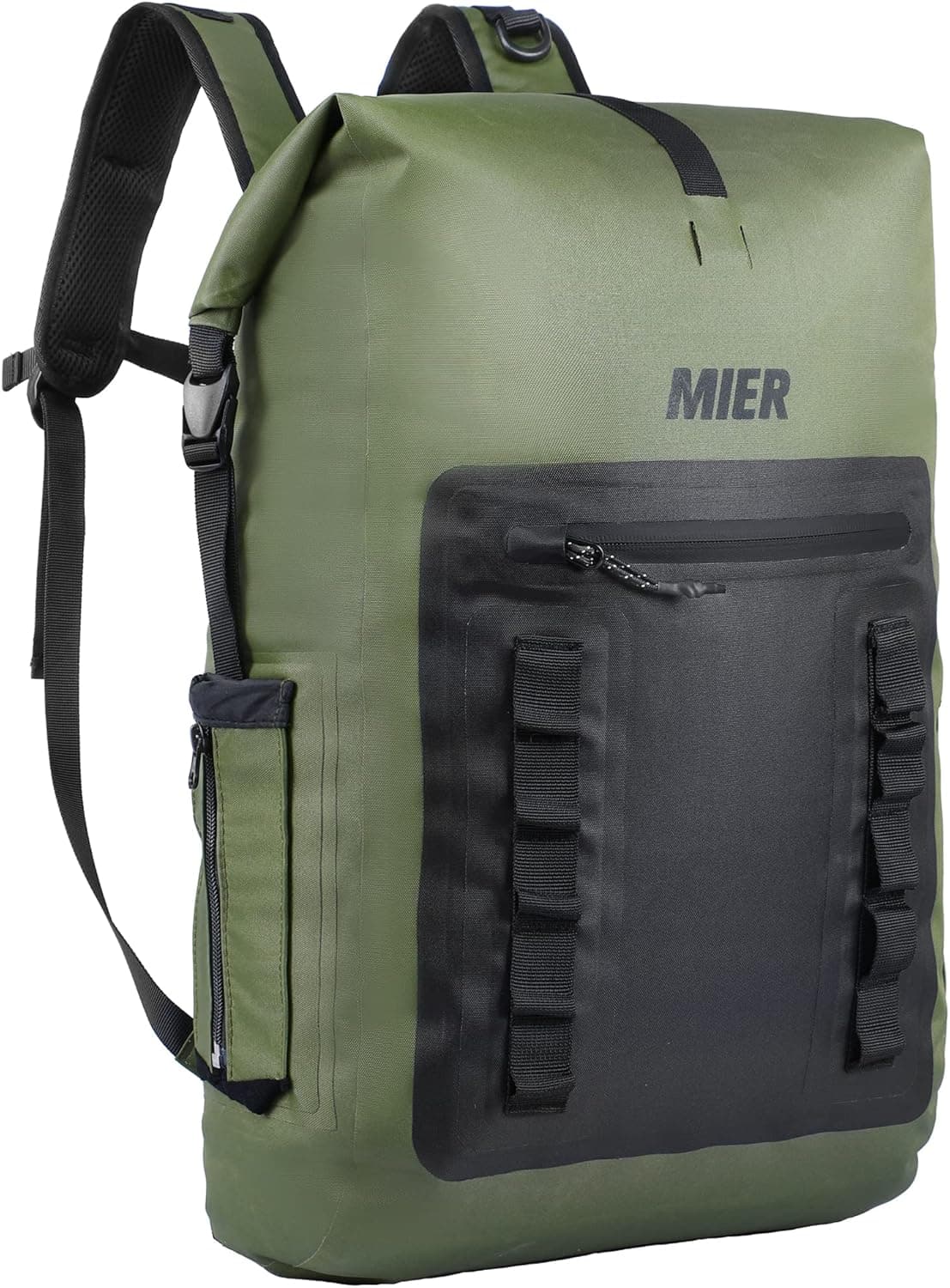 MIER Roll Top Waterproof Backpack Floating Dry Bag 30L, Army Green, Cushioned Back and Multi-Pockets