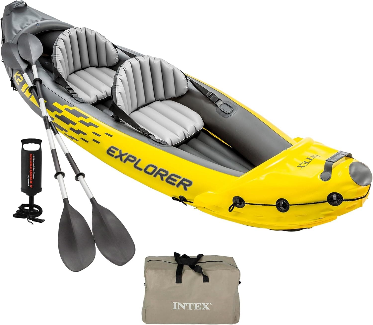 Intex Explorer K2 2-Person Inflatable Kayak with Aluminum Oars and Pump