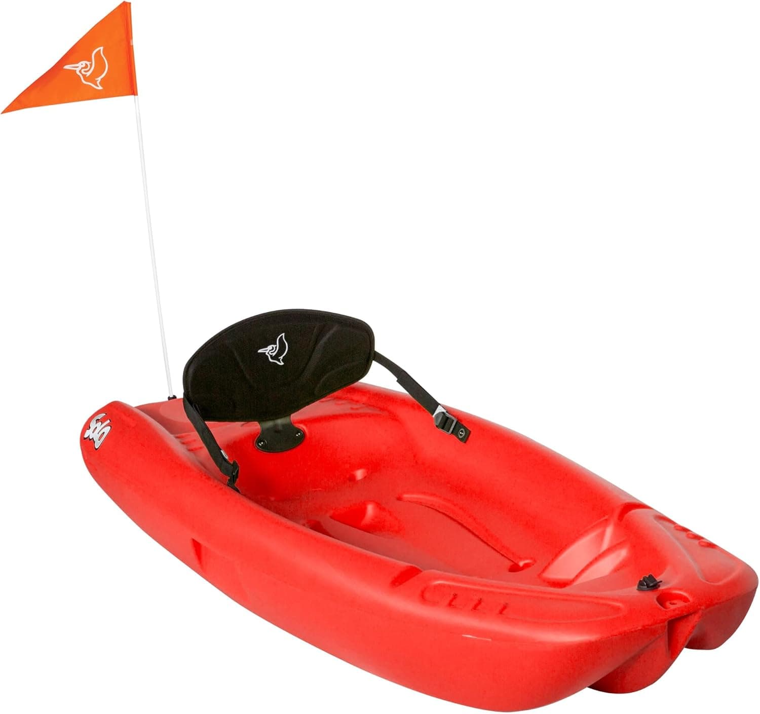 Pelican Solo 6 Feet Sit-on-top Youth Kayak with Paddle, Safety Flag and Backrest, Red