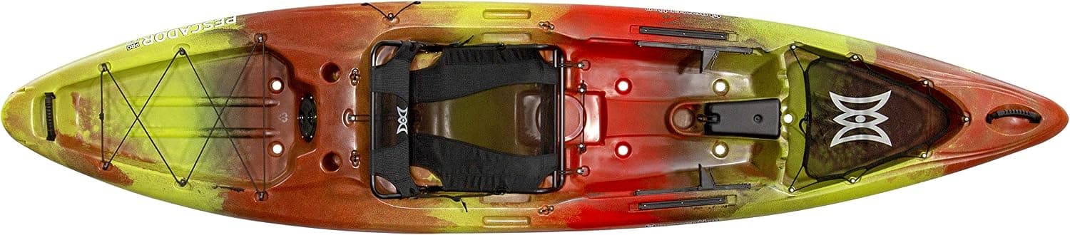 Perception Kayaks Pescador Pro 12 - Sit on Top Fishing Kayak with Adjustable Lawn Chair Seat - 12 ft - Salsa