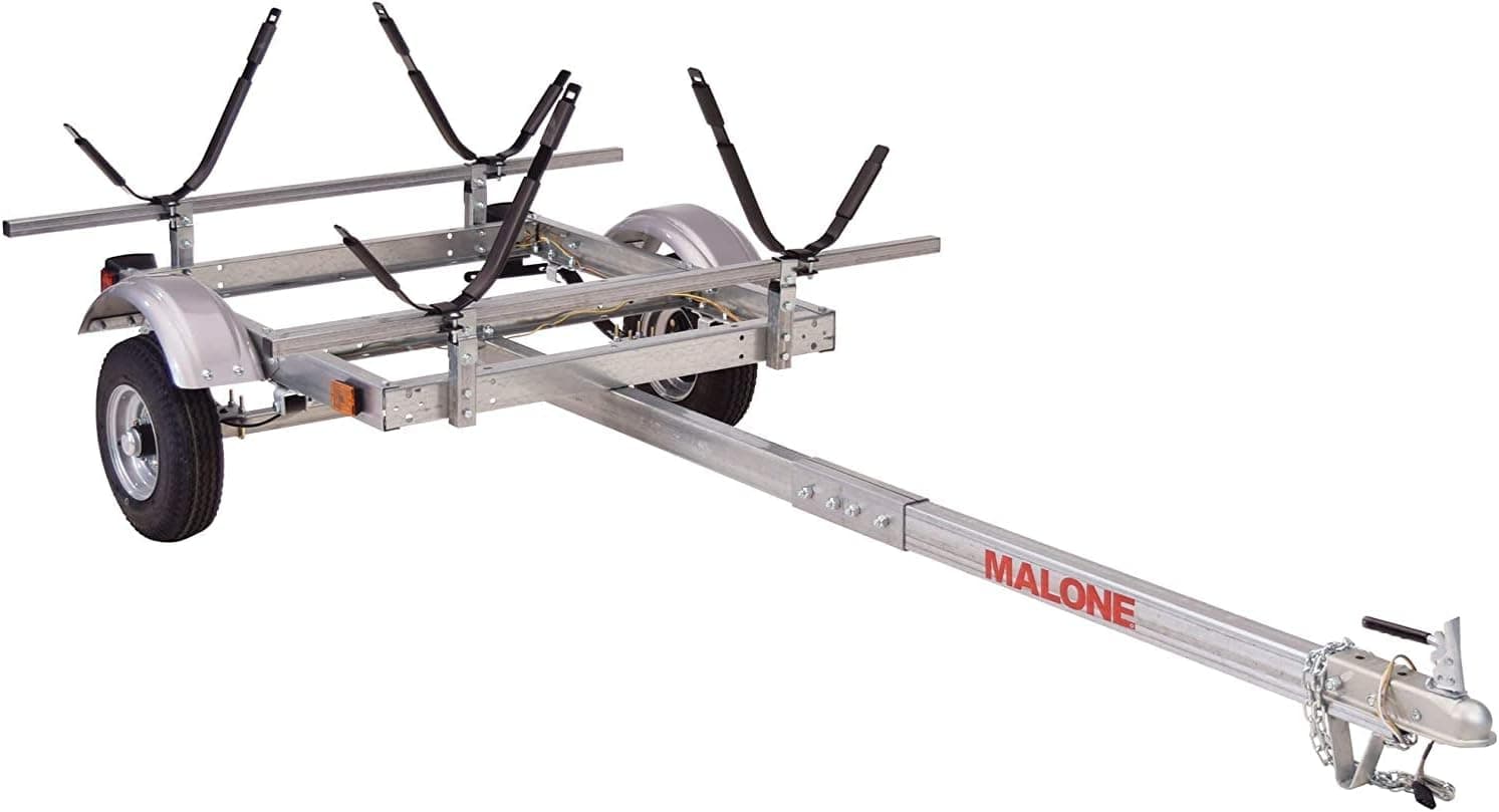 Malone MPG586XJ EcoLight 2 Kayak Trailer with 2 J-Rack Carriers, 14 ft / 400 lbs Capacity