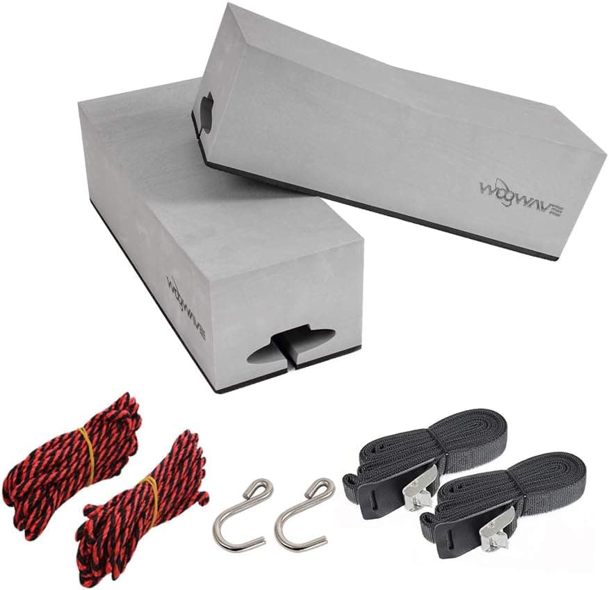 WOOWAVE Kayak Carrier Deluxe Kit Universal Soft Foam Block for Roof Racks with Tie-Downs, 12 inch