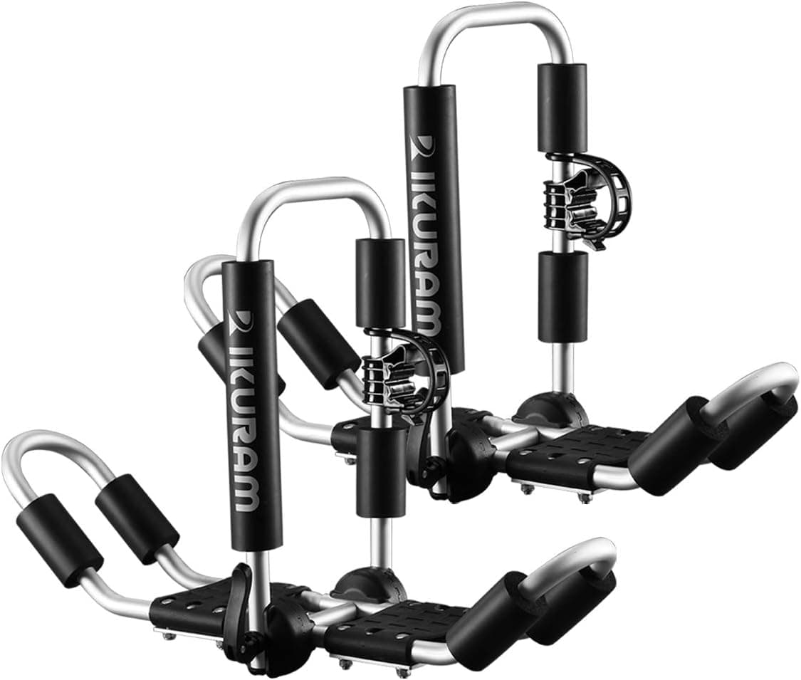 IKURAM Kayak Roof Rack Aluminum Folding J-Style Universal 4-in-1 Multifunction Carrier