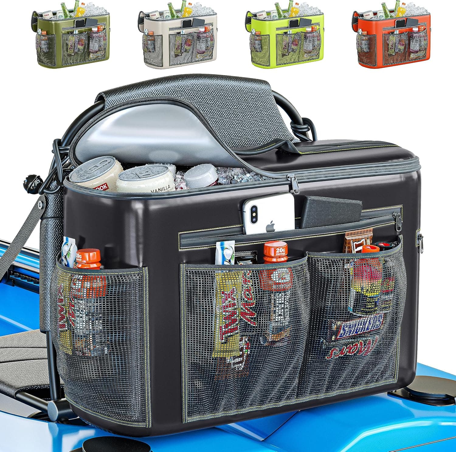 TidyFriend Kayak Cooler Behind Seat, Waterproof Cooler Bag for Lawn Chair Seat (Black)