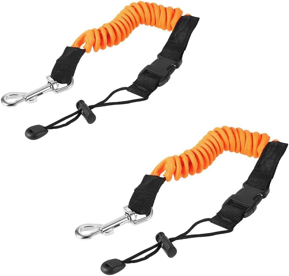 Inzopo Adjustable Bungee Leash Strap Kayak Paddle Leashes with Quick-Release Button for SUPs Kayaks Canoes Boats Paddles, 2 Pack
