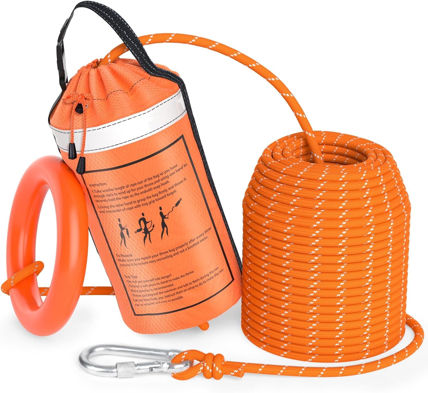 AnKun Water Rescue Throw Bag with 70FT Length of Rope, Emergency Rescue Rope for Kayaking, Boating, Rafting