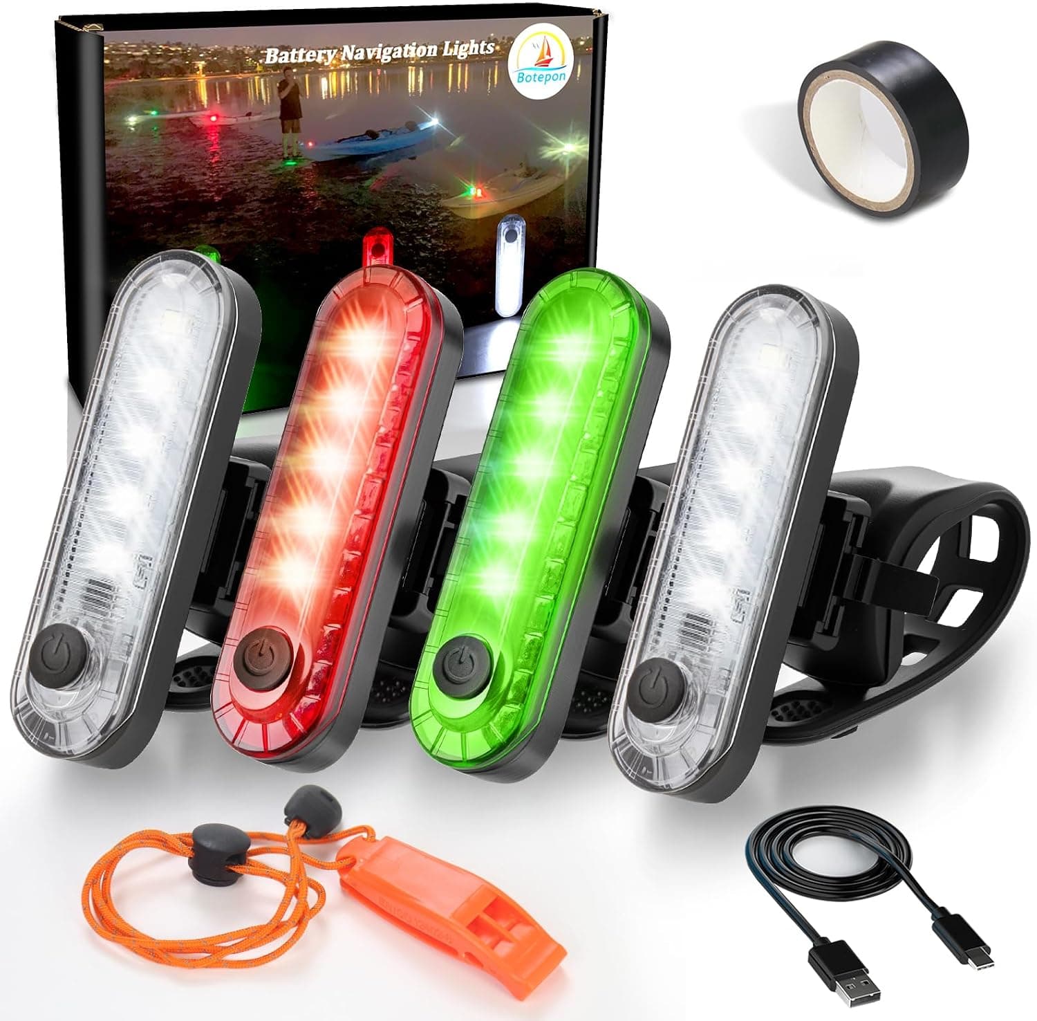 Botepon Kayak Navigation Lights Stern Lights Battery Operated, Waterproof Kayak Lights for Night Kayaking