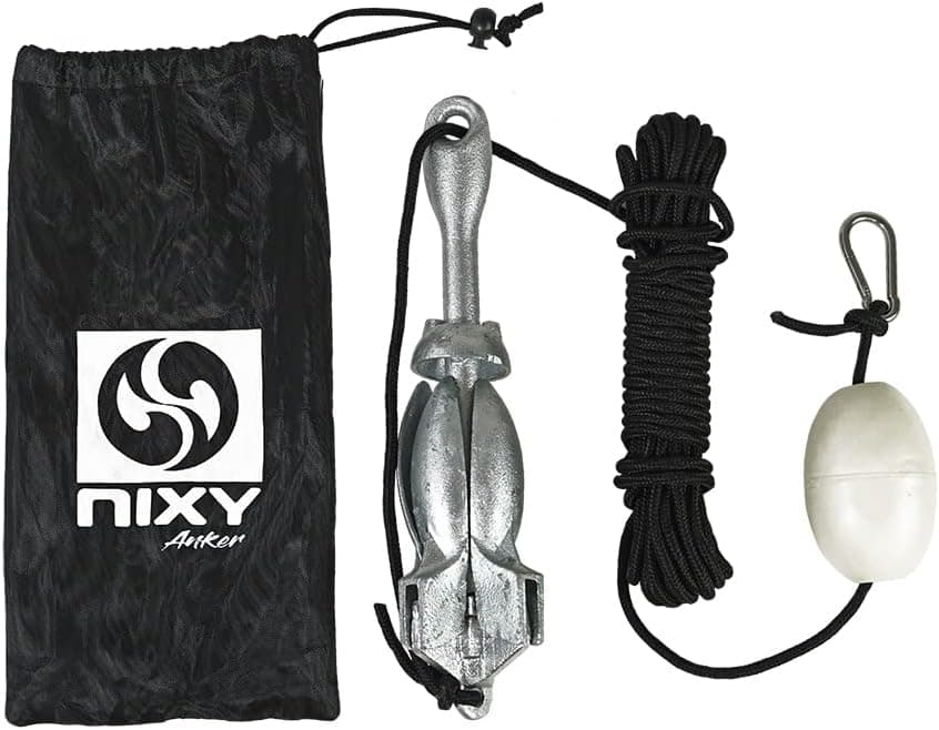 NIXY Paddleboard and Kayak Anchor, 3.5 lbs - Folding Grapnel Anchor Kit with 40ft Rope and Buoy
