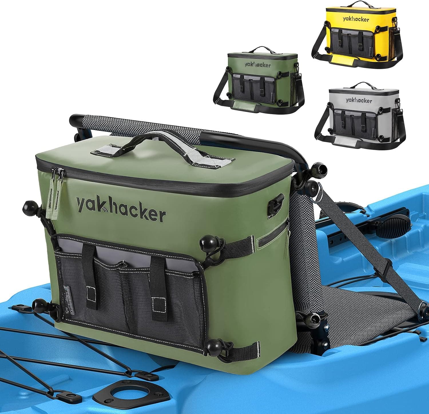 Yakhacker Kayak Cooler Bag, Waterproof Seat Back Cooler for Lawn-Chair Style Seats (Green)