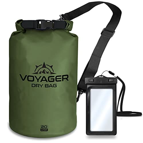Heavy Duty Waterproof Dry Bag - EcoGear Fx Voyager Series - Durable Roll Top Compression Bag - Kayaking, Rafting, Boating, Hiking, Fishing and Camping (Army Green, 30L)