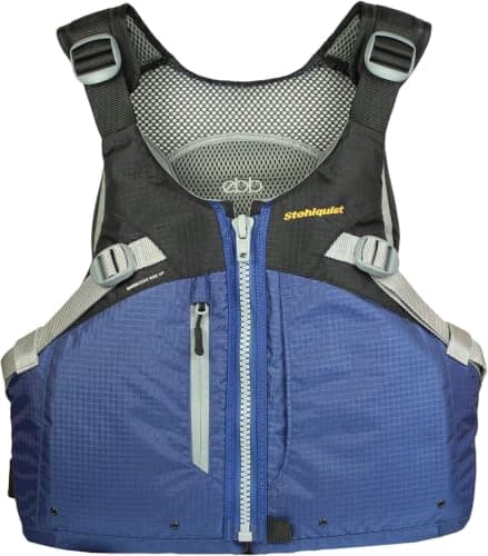 Stohlquist EBB Men's Adult Life Jacket PFD - US Coast Guard Approved, Graded Sizing for Ultimate Fit, Zero Ride-Up - Breathable & Mobile Recreational Touring Kayaking, Small/Medium, Navy Blue
