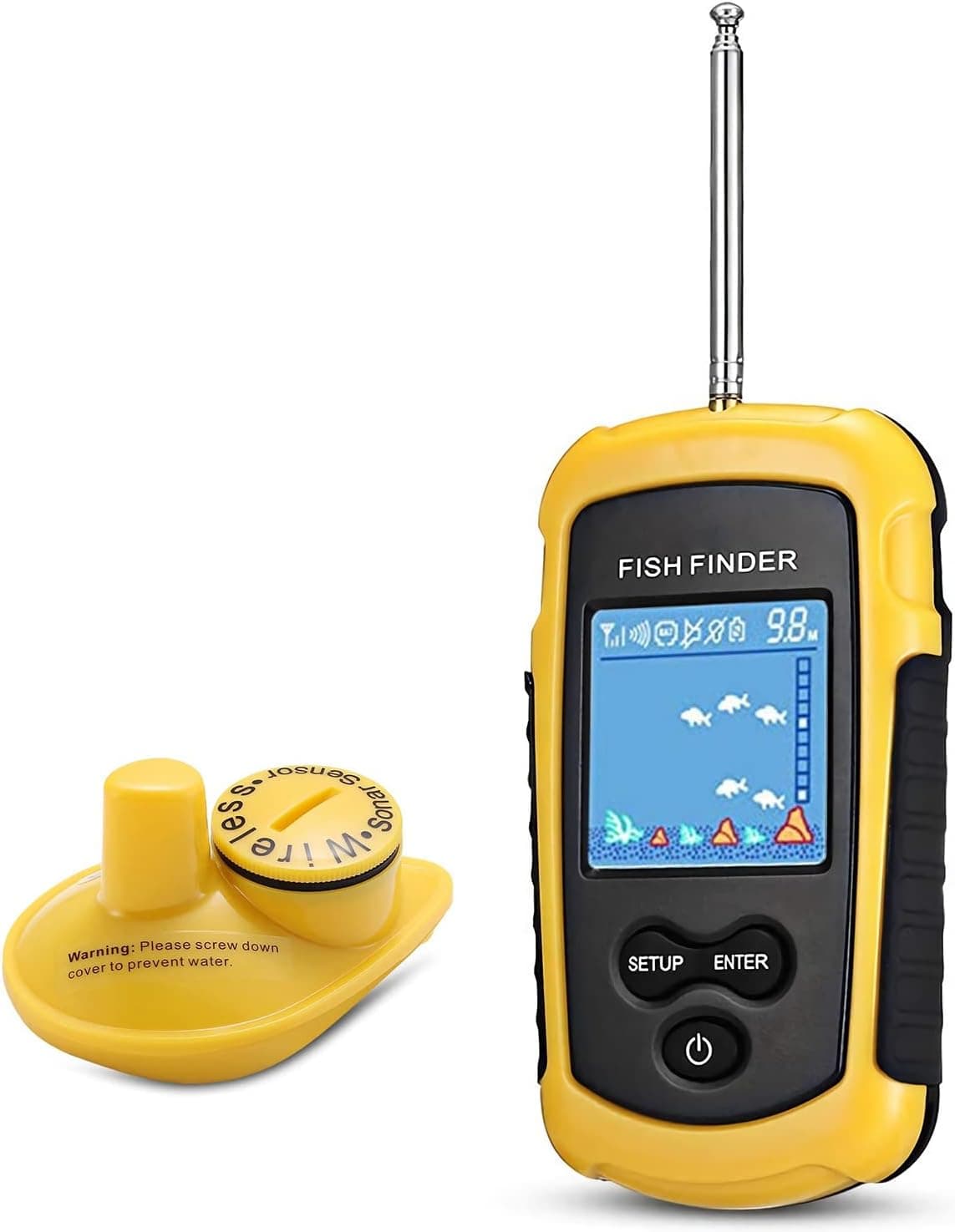Atibin Castable Kayak Depth Finder Wireless Portable Fishing Finder Transducer Canoe Shore Fish Finder Sonar Detector