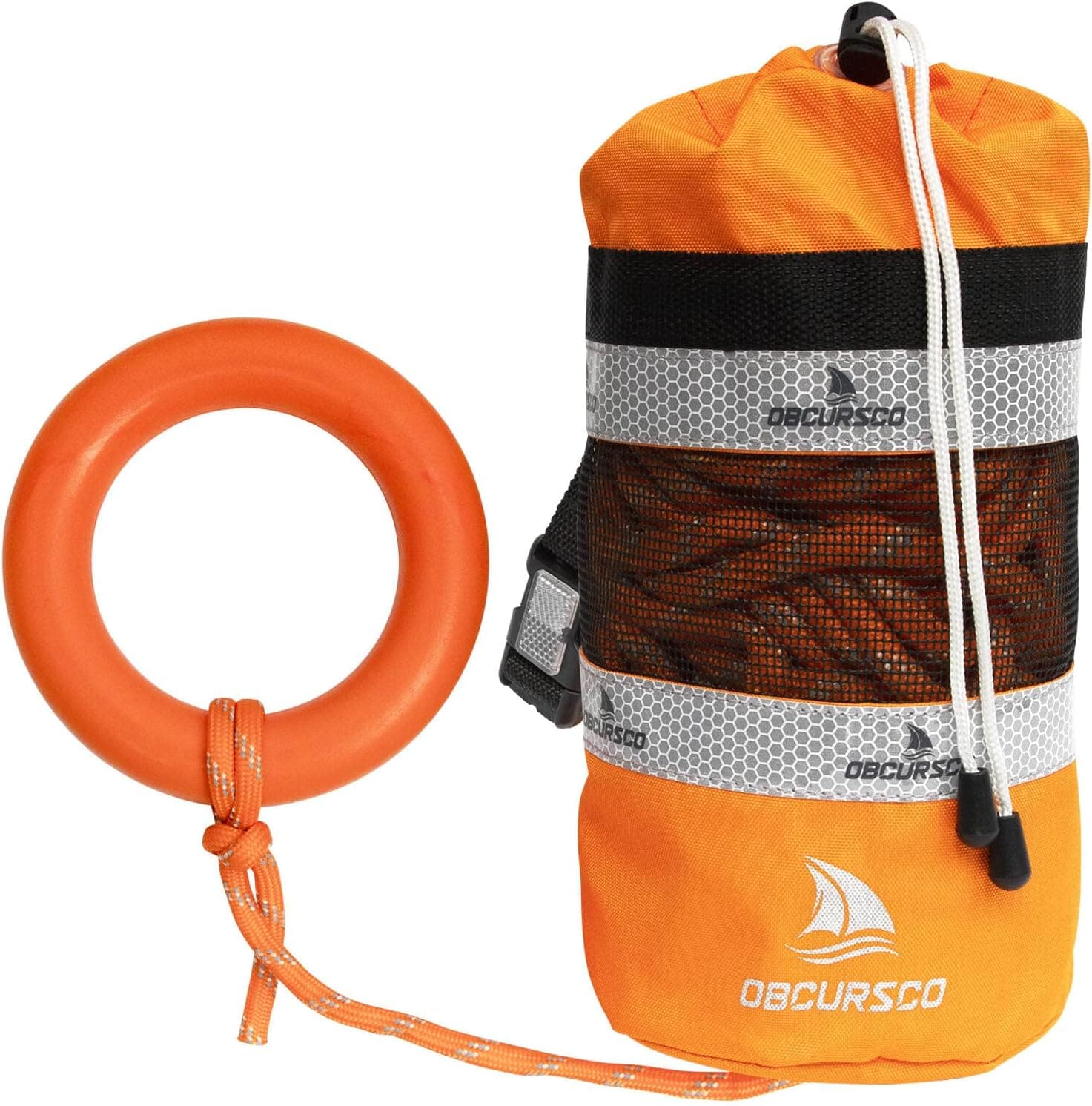 Obcursco Throw Bags for Water Rescue with 98ft Reflective Throw Rope, Floating Bag for Kayaking