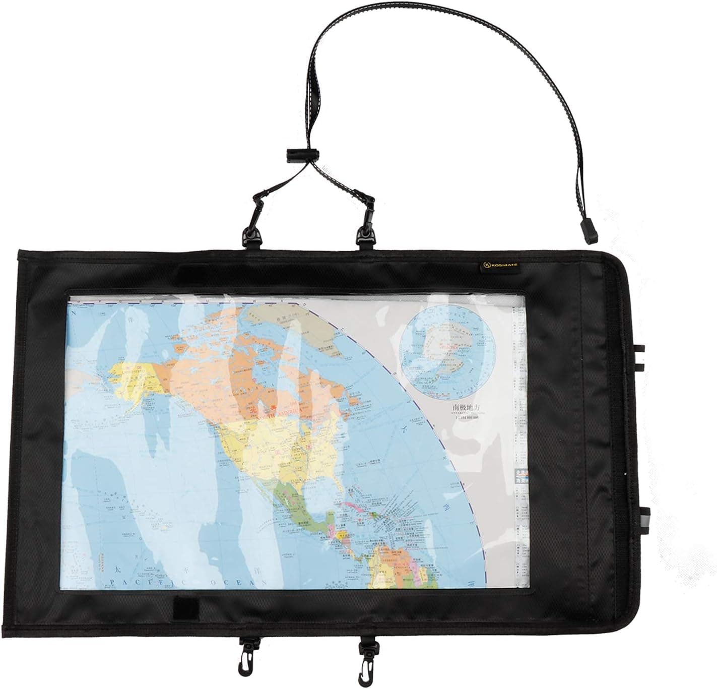 KOSIBATE Map Case, Waterproof Military Hiking Map Pouch Holder with Clear Window and Lanyard