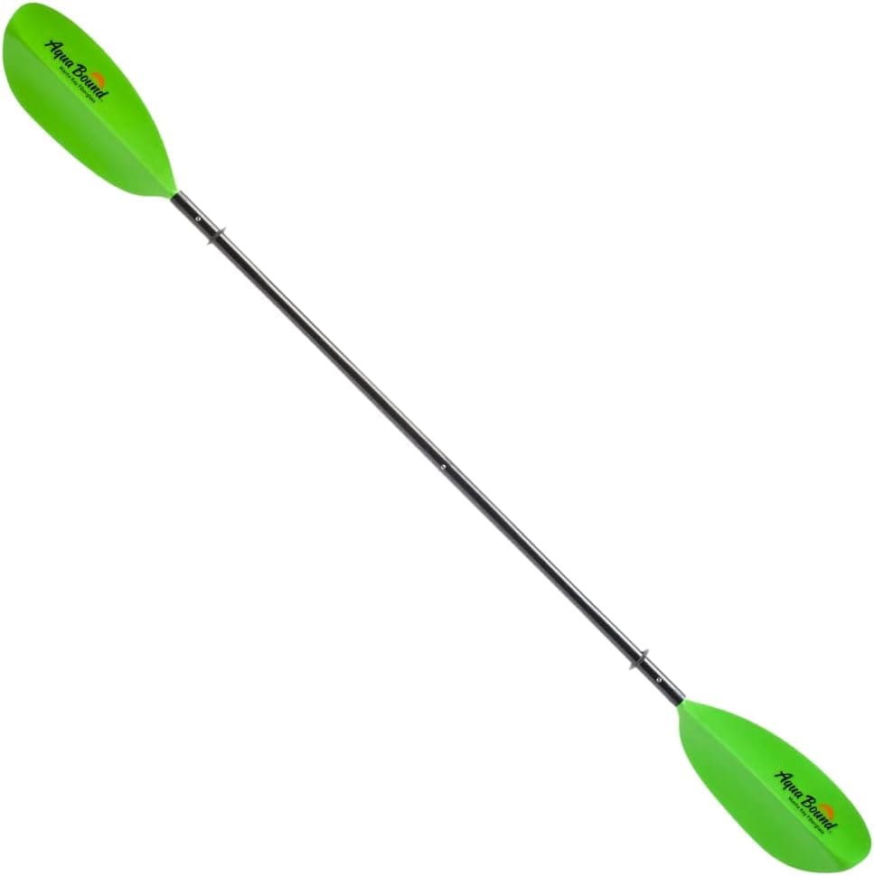 Aqua Bound Manta Ray Fiberglass Kayak Paddle - Fiberglass Shaft/Composite Blade, 4 Piece (Snap Button), Electric Green, 250 cm