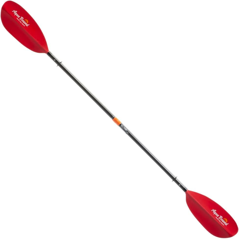 Aqua Bound Manta Ray Hybrid Kayak Paddle - Carbon Shaft/Composite Blade, 4 Piece (Posi-Lok), Sunset Red, 230 cm