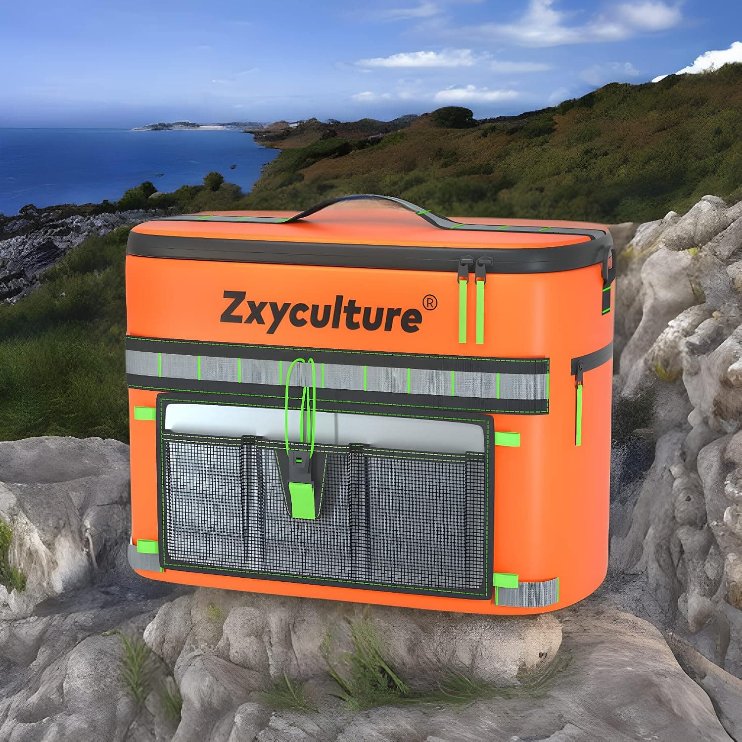 Zxyculture Camping Cooler 30 Cans, Soft Insulated Leak Proof Cooler Bag for Kayaking and Road Trips