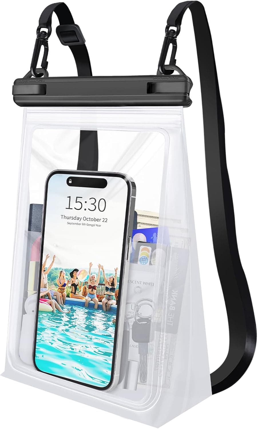 Large Waterproof Phone Pouch Floating, IPX8 Cell Phone Dry Bag for Beach Swimming Kayaking, up to 8.5 inch
