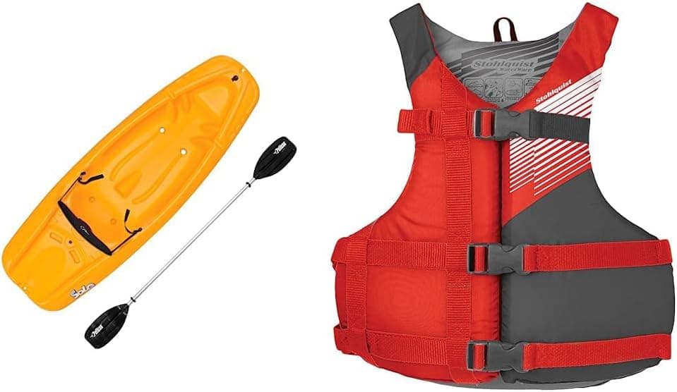 Pelican Solo 6 Feet Sit-on-top Youth Kayak with Stohlquist FIT Youth PFD Life Jacket Vest