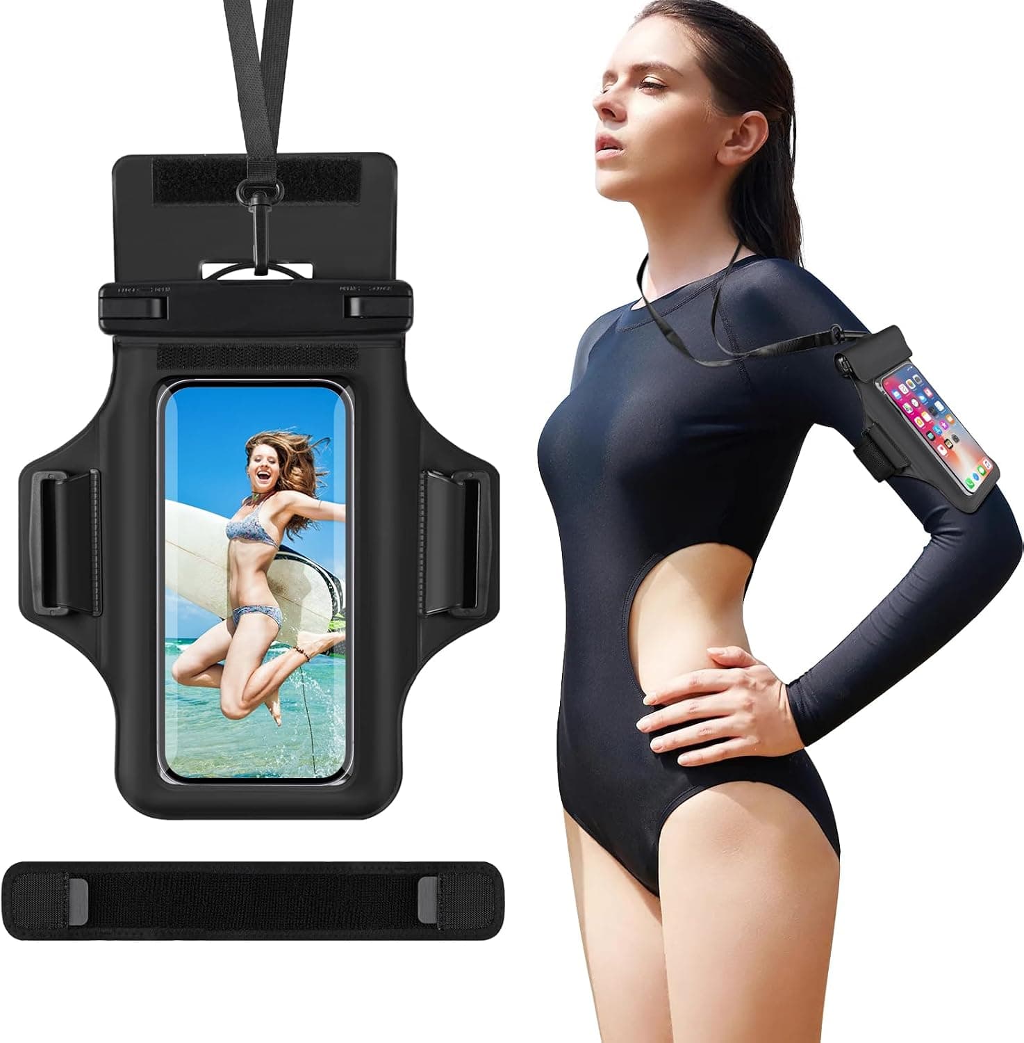 Floating Waterproof Phone Pouch Armband Case for Kayaking Snorkeling Beach Pool