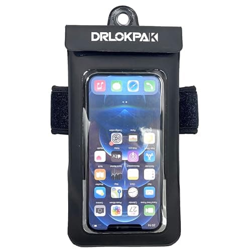 DRLOKPAK Waterproof Phone Case Armband Surfing Waterproof Pouch Holder | Floating amband Dry Phone Bag for iPhone 17 16 15 14 Pro Max XS Plus Se Galaxy S25 + Ultra W24 Google LG Phone up to 7inch