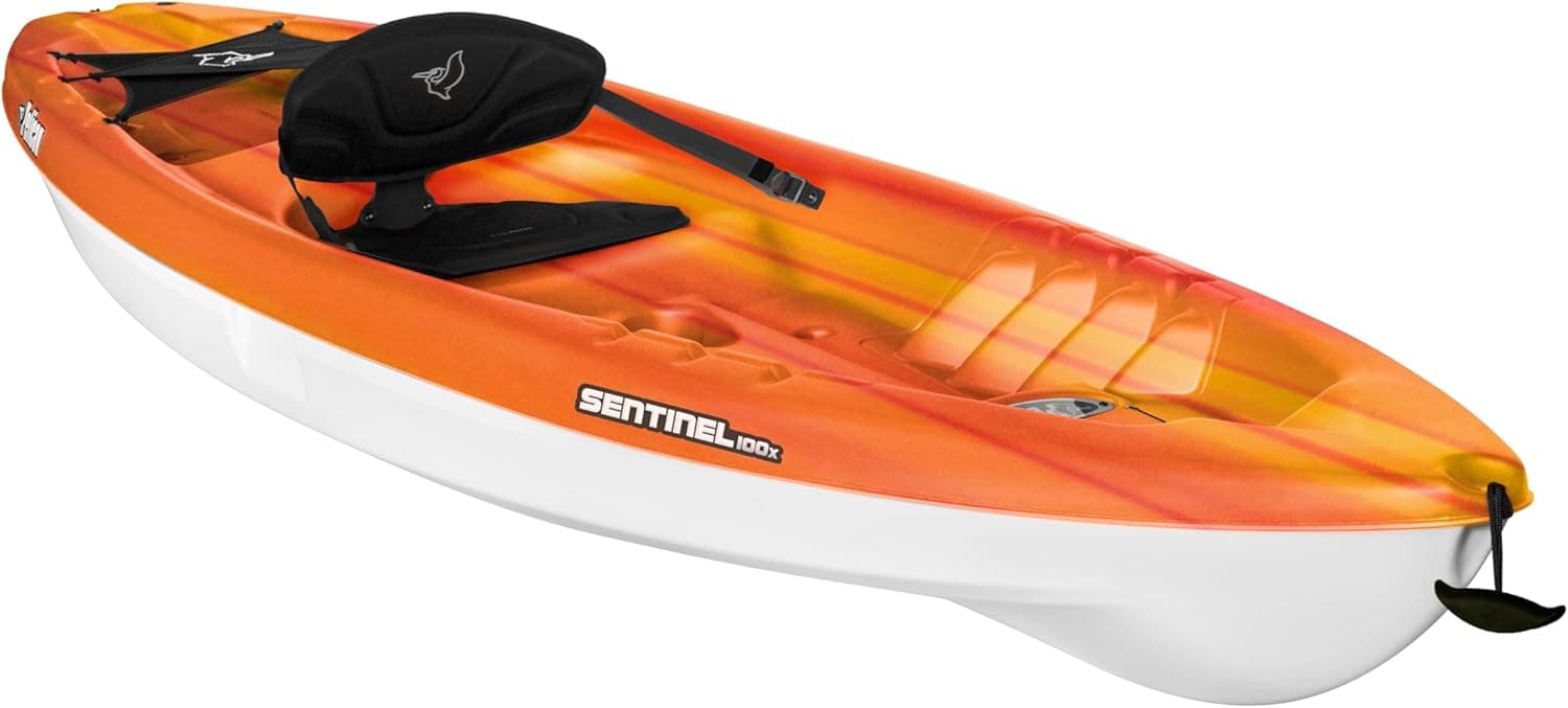 Pelican Sentinel 100X - Sit-on-top Kayak - Recreational One Person Kayak with Adjustable Backrest - 10 ft - Fireman