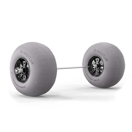 Bonnlo Replacement Balloon Wheels 12" Big Beach Sand Tires for Kayak Dolly Canoe Carts Buggy with Free Air Pump, 32in Axle Include (2-Pack)