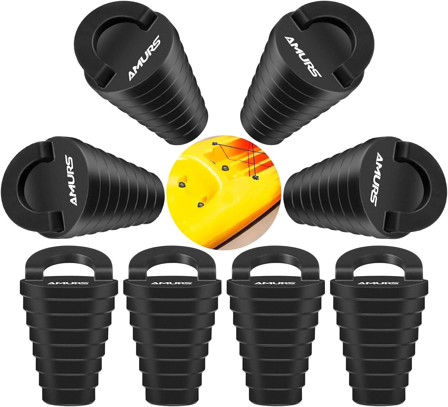 Small Kayak Scupper Plugs Kit, Drain Hole Stopper with Silicone Handle, Universal Plugs for Sit on Top Kayak Canoe Boat, 8 Pcs