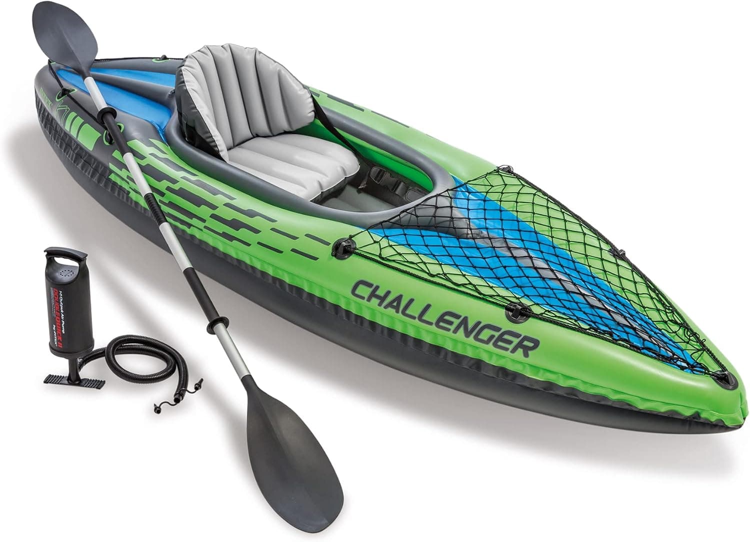 INTEX 68305EP Challenger K1 Inflatable Kayak Set with Deluxe 86in Paddles and High-Output Pump, 1-Person