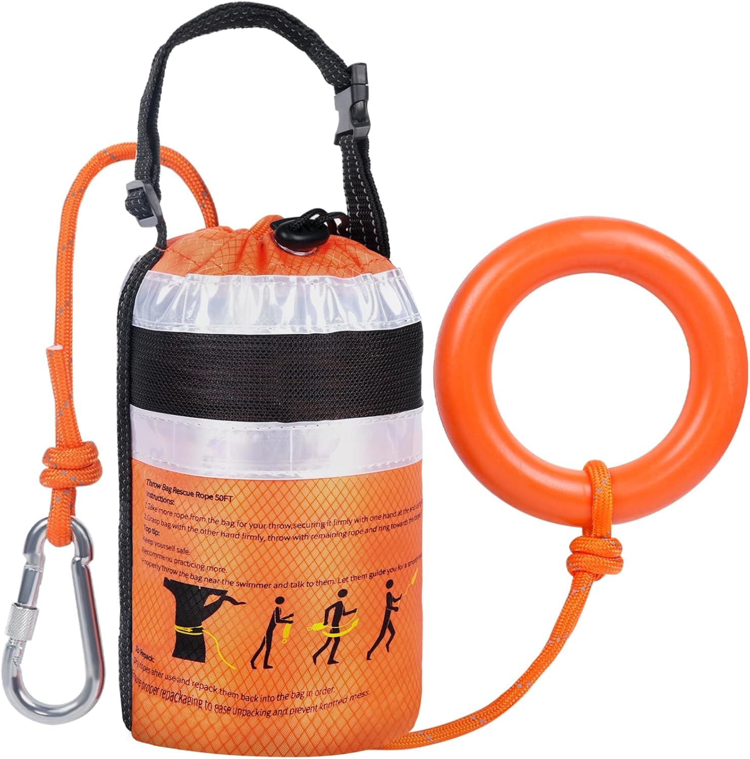 HOKINETY Water Rescue Throw Bag - 50FT Rope Throwable Flotation Device for Kayak Raft Boat