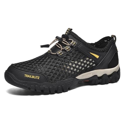 TRAILBLITZ Water Shoes Men Quick Drying Outdoor Hiking Barefoot Boat Footwear Aqua Shoes for Water Sport Waders Diving Hiking Sailing Travel Beach Wading Swimming Fishing Kayaking(8.5 Men, Black)