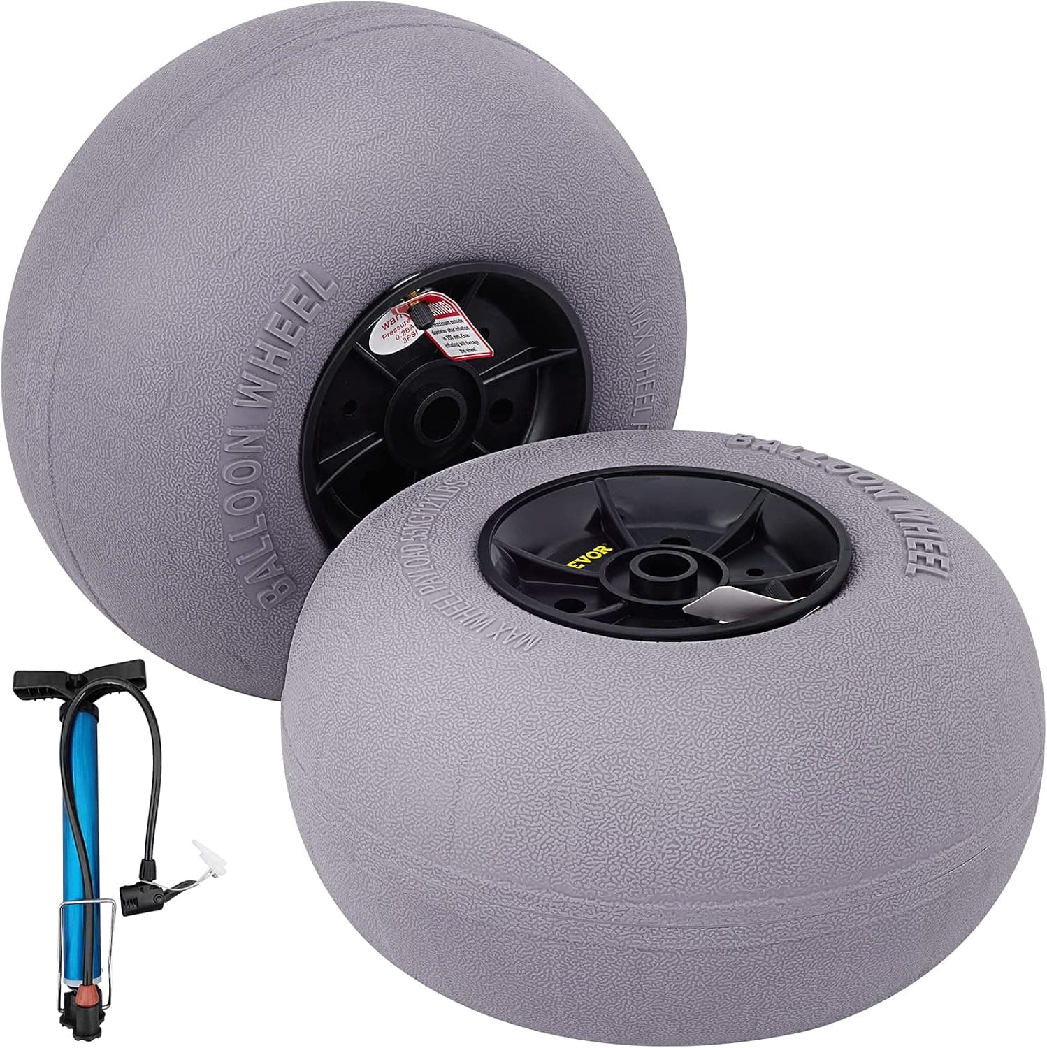 VEVOR Beach Balloon Wheels, 13 inch Replacement Sand Tires, TPU Cart Tires for Kayak Dolly, Canoe Cart and Buggy with Free Air Pump, 2-Pack