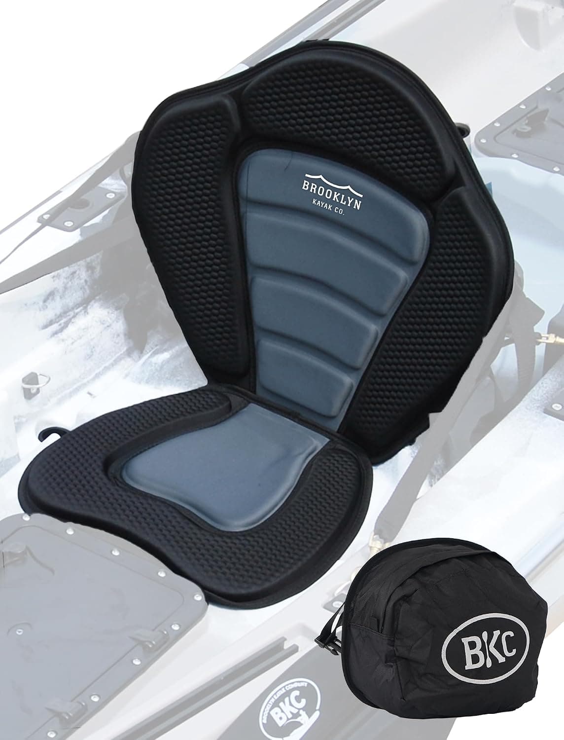 BKC UH-PS223 Universal Sit-On-Top Premium Memory Foam Padded Kayak Seat and Backrest with Adjustable Straps by Brooklyn Kayak Company