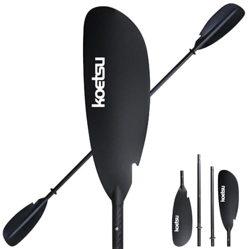 KOETSU Kayak Paddle Aluminum 4-Piece Adjustable Double-Sided Paddle with Replaceable Blades, Lightweight & Floating, for Recreational & Fishing Kayaks