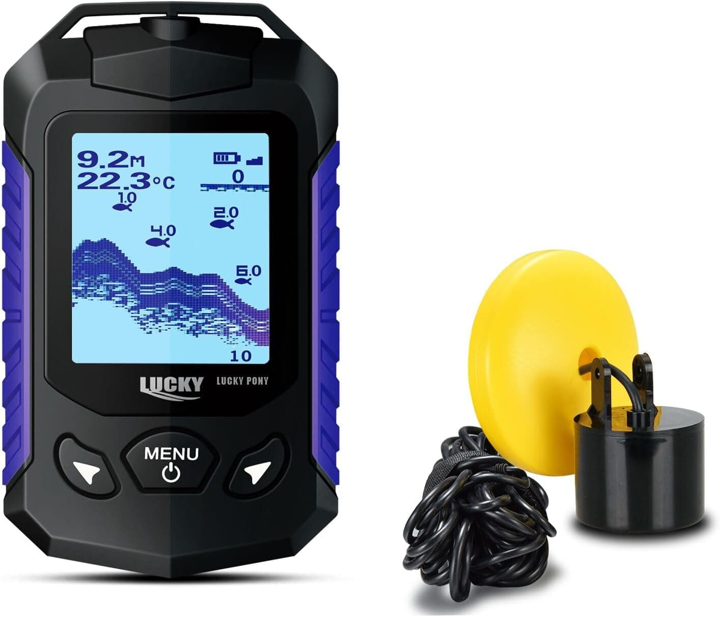 LUCKY Kayak Portable Fish Finder Transducer Handheld LCD Fishing Depth Finder Castable Boat Sonar FF168-T