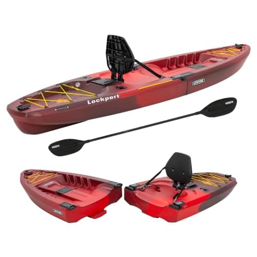 Lifetime Lockport 94 Modular Sit-on-Top Kayak with Paddle, Two-Piece Design with SlideLock System, Rod Holders, Adjustable Seat