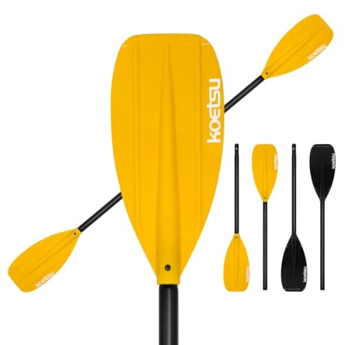 KOETSU E21 Kids Kayak Paddle 169.5cm Aluminum PP 550g Lightweight(Yellow) | 2-piece design,aluminum shaft, PP blades, spring lock catch,550g ultra-lightweight