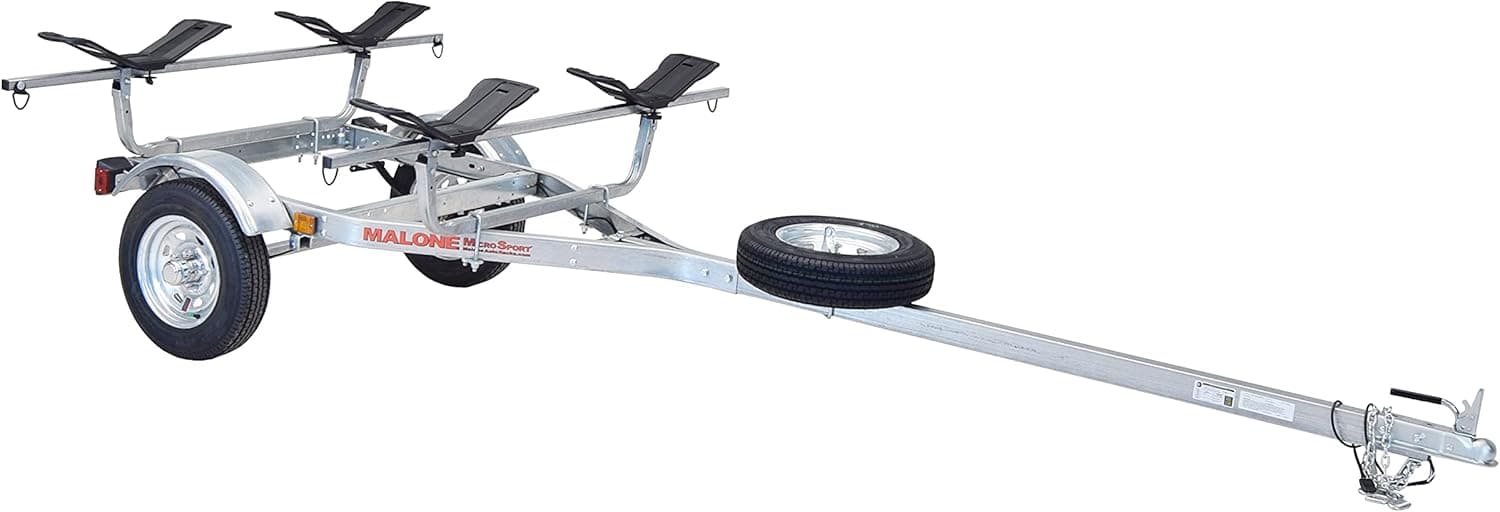 Malone MPG461B2 MicroSport 2 Kayak Trailer with 2 Bunk Kayak Carriers and Spare Tire