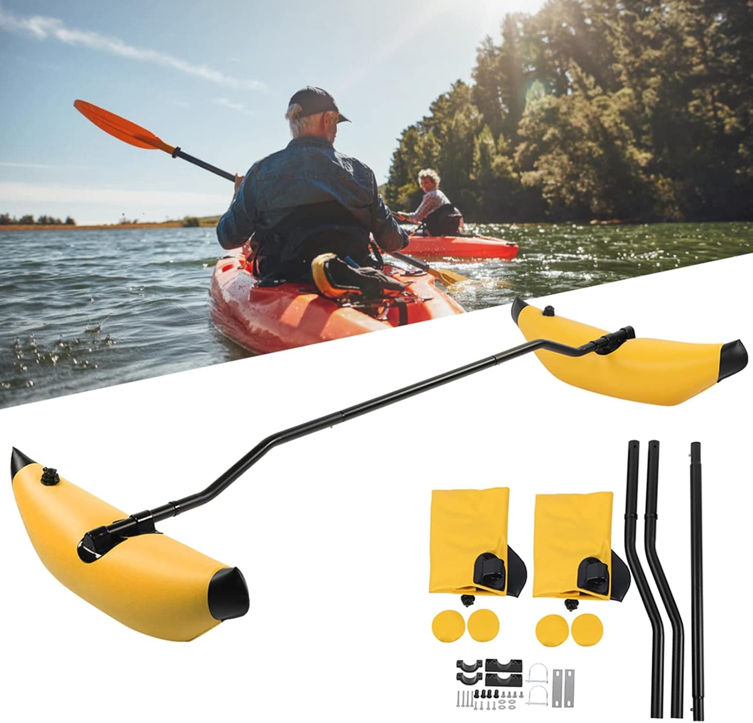 DAUERHAFT Kayak Outrigger Stabilizer, Portable PVC Inflatable Kayak Stabilizer Kit for Floating and Balancing